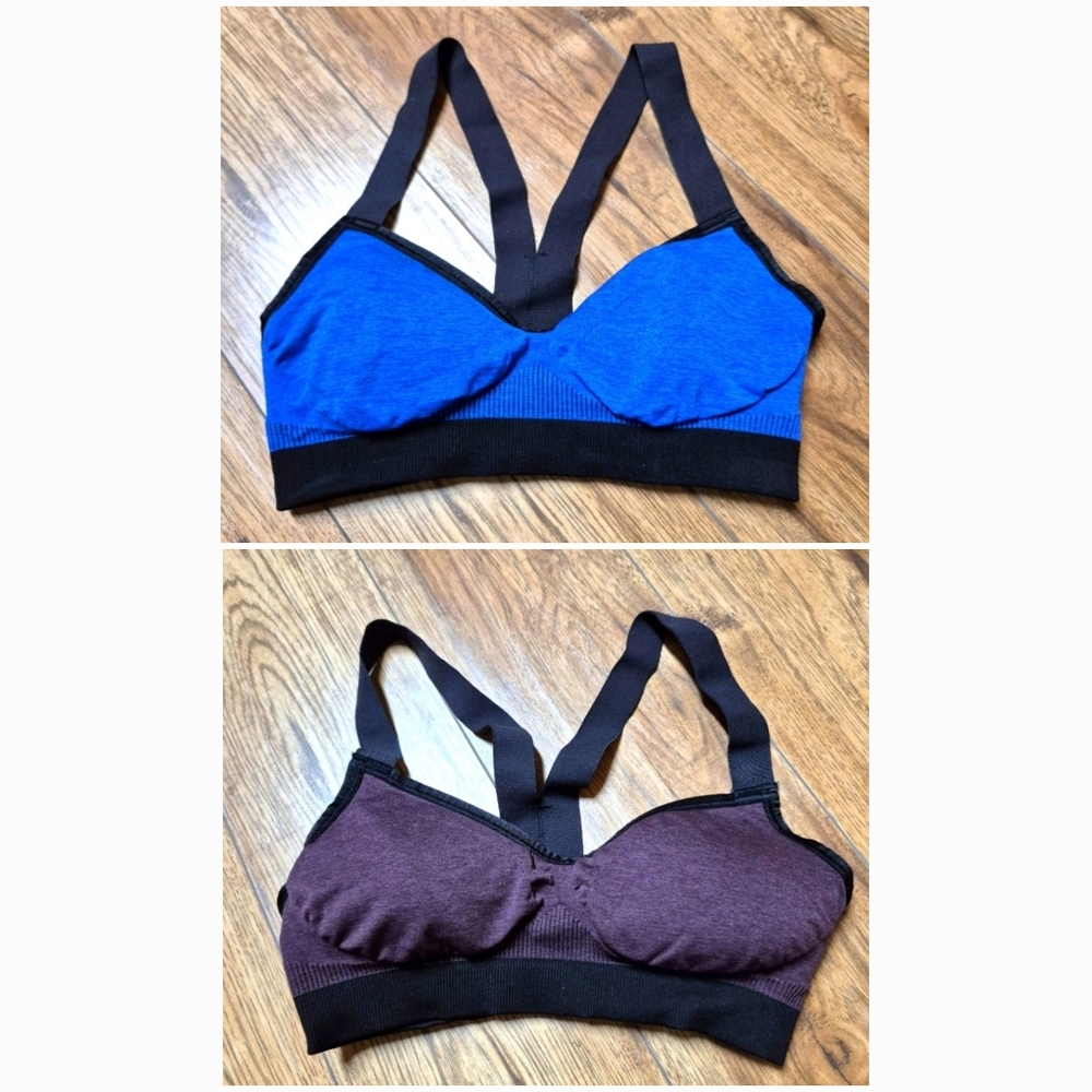 Lululemon 2 comfort strap wide elastic sports bra Blue Purple Black size 6